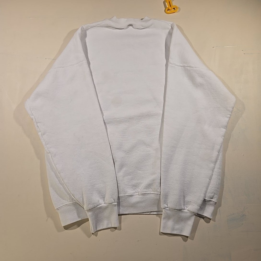Vtg Fruit Of The Loom XL Sweatshirt White Crewneck Blank USA Made Stains Wear 90 - Picture 8 of 12
